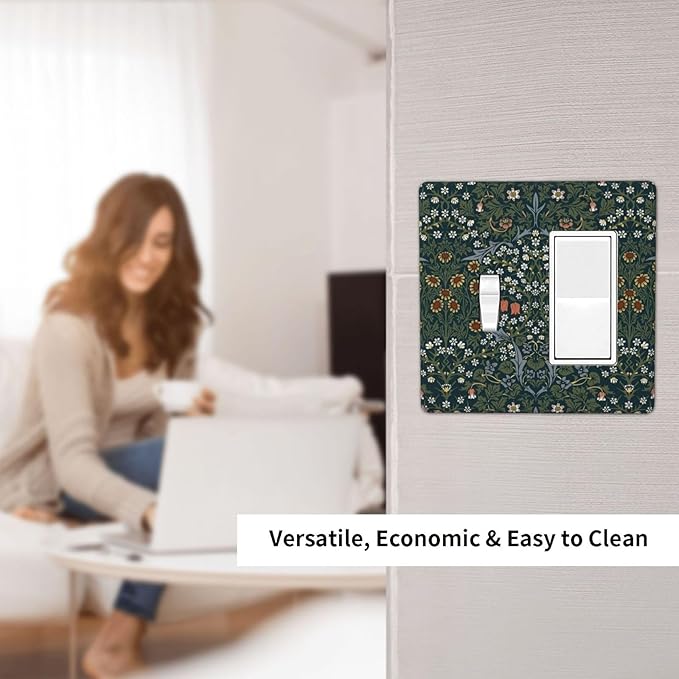 Outlet Covers Colorful Floral Boho Flower Plant Leaf 1 Toggle 1 Rocker Combination Decorative Wall Plate Electrical Switch Plates Light Switch Cover Plate For Bed Room Living Room Decor