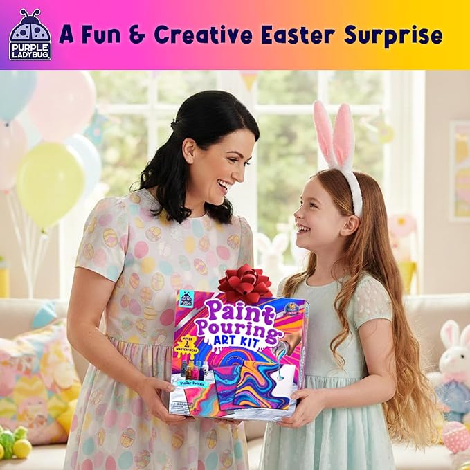 Paint Pouring Art Kids Painting Kit - Art and Crafts for Kids Ages 8-12, Gifts for 6 7 8 9 10 11 12 Year Old Boys & Crafts for Girls 8-12, Birthday Gifts for Girls, Tween & Teen Girl (Stellar Swizzle)