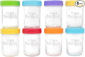 WeeSprout Glass Baby Food Storage Jars w/Lids (8 oz, 8 Pack Set) Snack, Puree, Reusable Small Containers, Breast Milk, Fridge or Freezer, Microwave & Dishwasher Safe, Essential Must Have for Infants