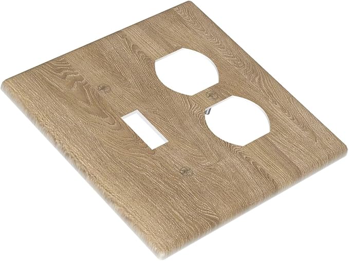 Outlet Covers Light Brown Wood Grain 1 Toggle 1 Duplex Switch Plate Covers Electrical Light Switch Cover Plate Decorative Wall Plate Socket Cover for Farmhouse Cabin Decor