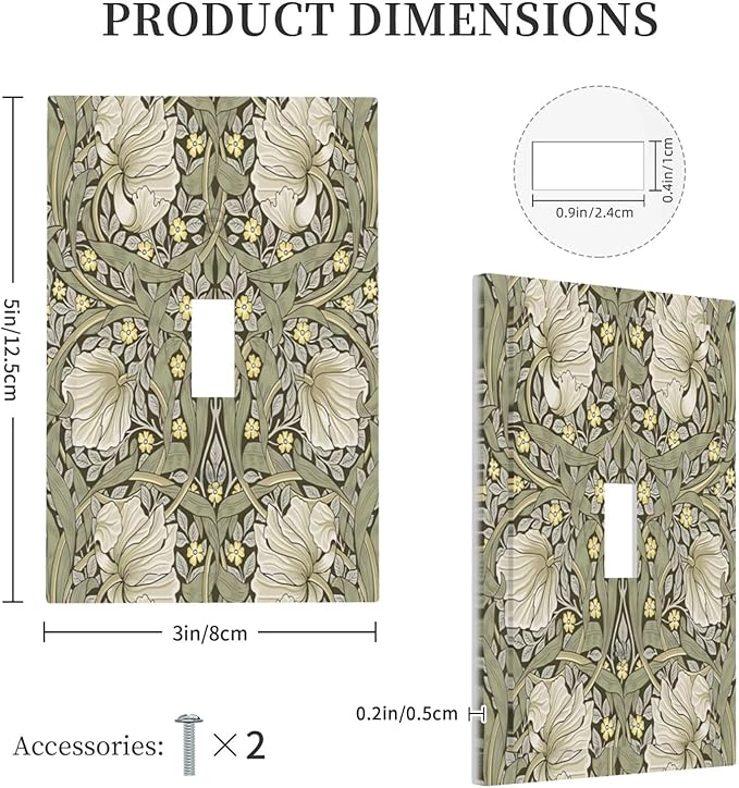 William Morris Pimpernel Flowers Plant Floral Decorative Light Switch Cover 1 Gang Single Toggle Device Electrical Faceplate Switchplates Decorator Outlet Wall Plate for Farmhouse Living Room Decor