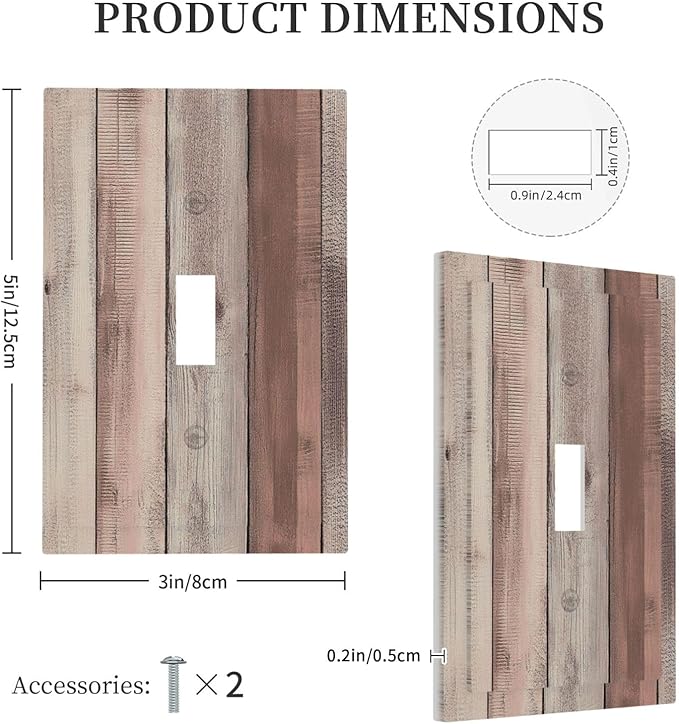Decorative Light Switch Cover Vintage Natural Wood Rustic Cinnamon 1 Gang Single Toggle Device Electrical Faceplate Switchplates Decorator Outlet Wall Plate For Farmhouse Cabin Decor