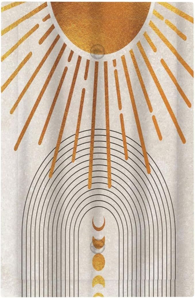 Mid Century Gold Sun Abstract Arch Boho Moon 1 Gang Light Switch Covers No Device Wall Plate Decorative Unique Blank Switchplate Electrical Faceplate for Kitchen Bathroom Bedroom Home Decor