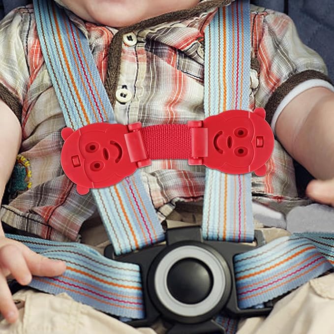 Anti Escape Baby Harness Chest Clips Strap Lock, Prevent Children/Kids Taking Their Arms Out of Child High Chairs/Strollers/Baby Reins, Red(2 Pack)