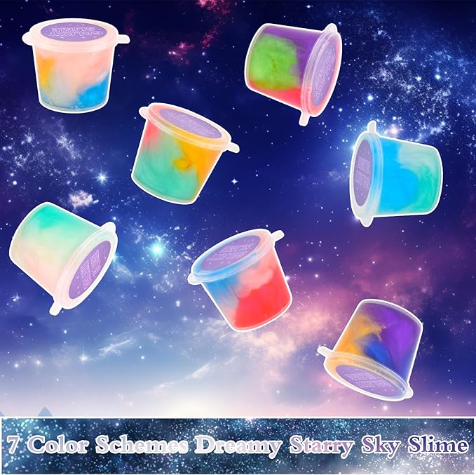 64 Pack Mini Bulk Galaxy Slime Kit Party Favors, Stretchy, Stress Relief, and Safe for Girls and Boys Classroom Reward, Easter Party Supplies,End of Year Student Gifts