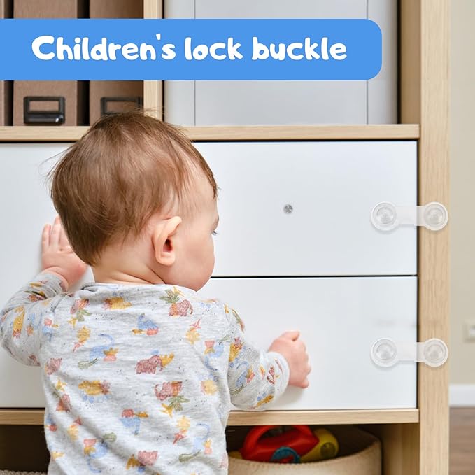 8 Pack Cabinet Door Locks for Baby Proof and Child Safety Cabinet Locks with Adhesive Childproof Door Latch Child Safety Locks for Kitchen Drawer Cupboards Fridge Closet Pantry
