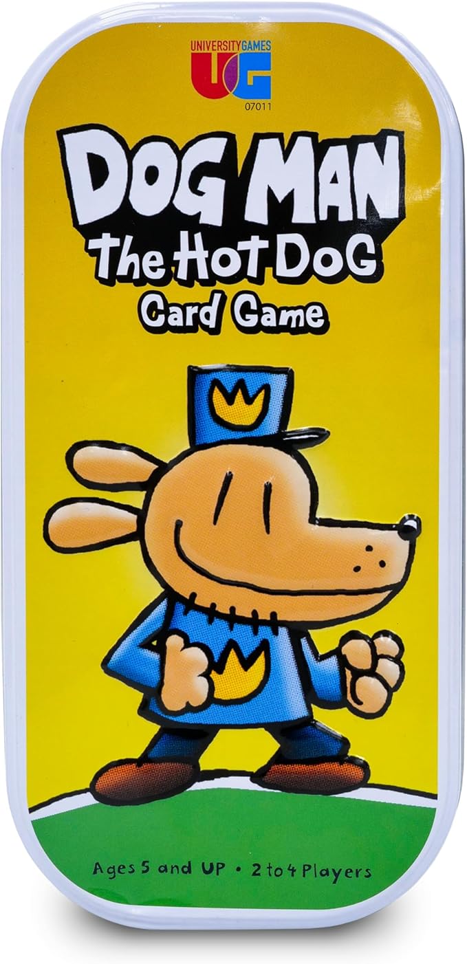 University Games Dog Man Hot Dog Card Game in a Tin , The Fast and Frenzied Collection Game for Kids Featuring Art from the Dog Man Books by Dav Pilkey, for Players Ages 6 and Up