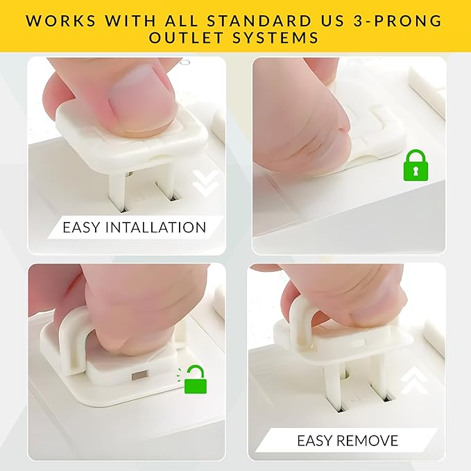60 Pack Outlet Covers Baby Proofing with Pull Handle- Plug Covers Baby Proofing- White Baby Proof Outlet Covers 3 Prong Child Proof Outlet Cover- Shock Prevent Plug Protectors Baby Proof Plug Covers