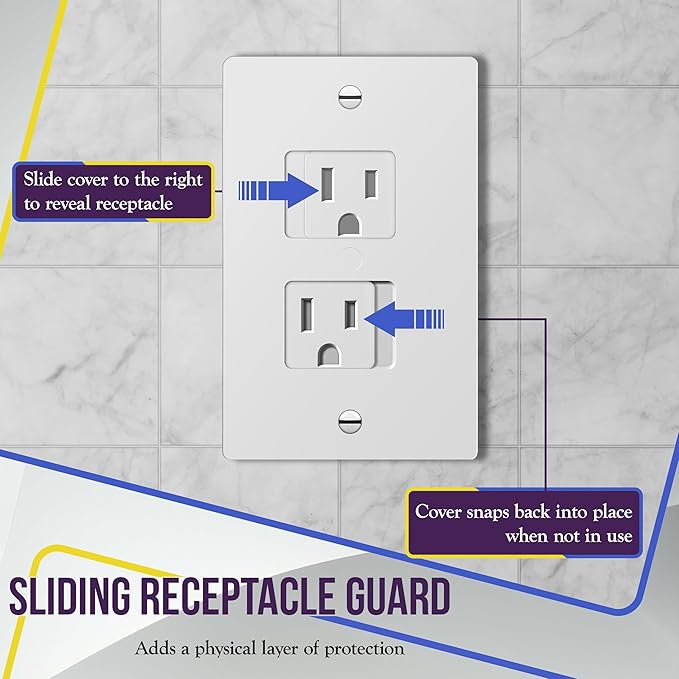 ENERLITES Child Proof Outlet Cover, Self-Closing, Fits Both Duplex and Decorator Outlet, Safety Design, Tamper-Resistant Socket Plug for Receptacle, Size 4.68" x 2.93", 8800-TR, White