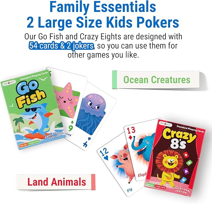 rokt&razo 6 in 1 Educational Kids Card Games, Alphabet Memory Match, Slap Jack, Go Fish, Crazy Eights, War, Ghost Out (Formerly Old Maid), Large Kids Playing Cards, Easter & Stocking Stuffers