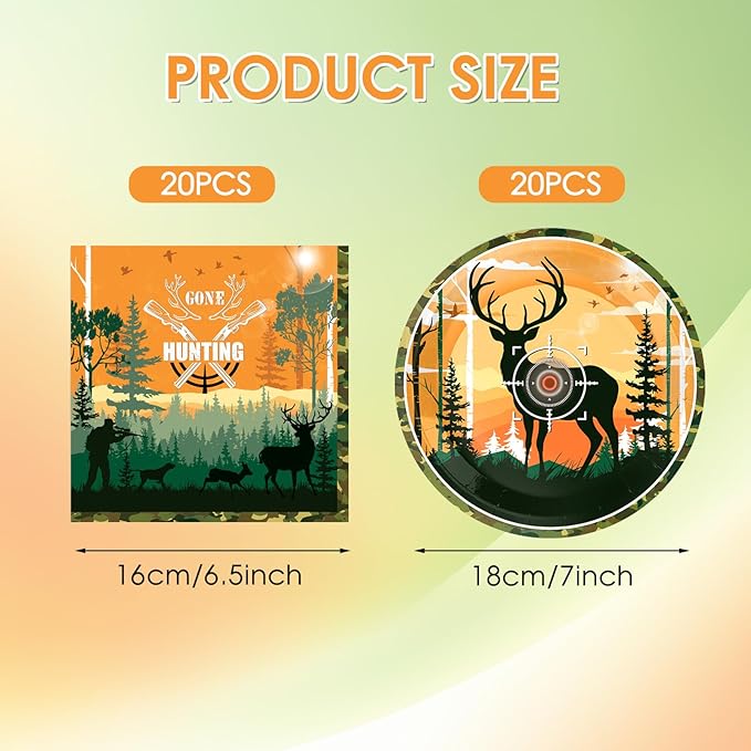 Hunting Birthday Party Decorations Hunting Camo Party Paper Plates Napkins Oh Deer Baby Shower Birthday Decorations Supplies Disposable Dinnerware Tableware for Kids