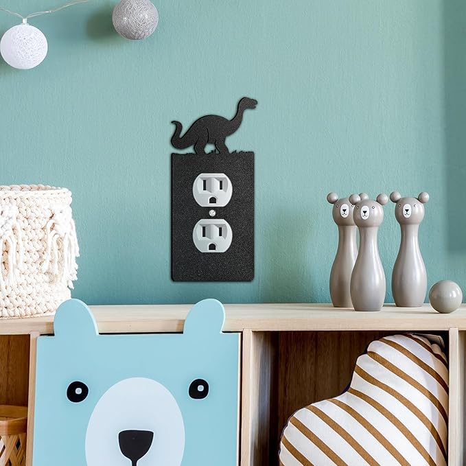Peryiter 4 Pcs Dinosaur Light Switch Cover Wall Plate Outlet Single Toggle Light Switch Plates Cover for Home Kitchen Bedroom Decor