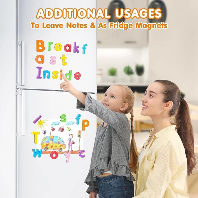 240Pcs Magnetic Letters Numbers for Classroom School Supplies Alphabet Magnets Fridge Foam Letters for Kids with Magnet Board Homeschool Preschool Educational Toys for Toddlers Spelling & Learning ABC