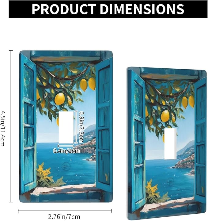Decorative Art Light Switch Covers Seaside Window with Lemons Single Toggle Wall Plate Decorative Switchcover Electrical Switchplate for Home Decor