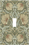 William Morris Pimpernel Flowers 1 Gang Light Switch Cover Single Toggle Wall Plate Decorative Vintage Floral Green Botanical Electrical Switchplate Covers for Country Bedroom Kitchen Décor