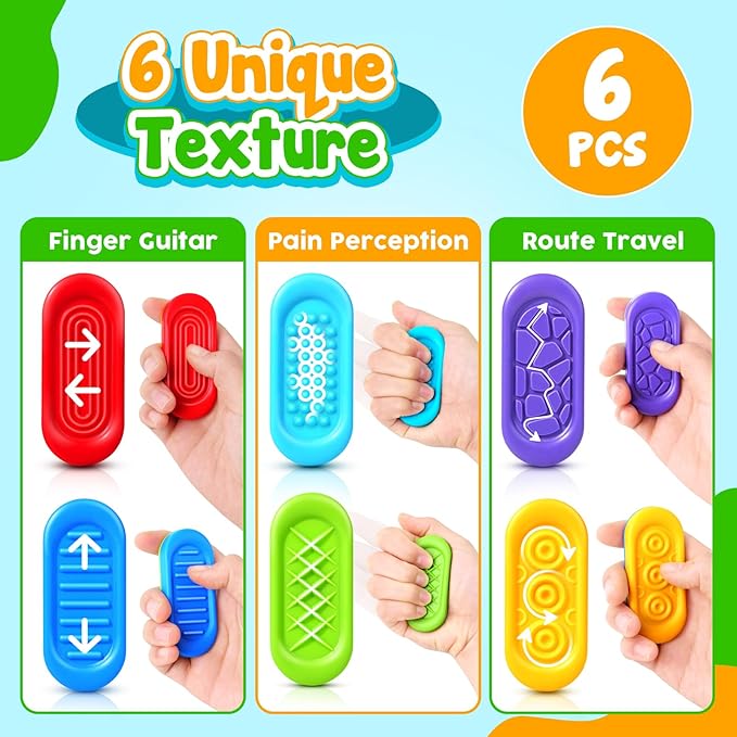Sensory Marble Fidget Toys for Kids- 6 Pcs Quiet Fidget for Classroom, Gel Filled Autism Sensory Toys ADHD, Silent Stress Squishy Fidgets Worry Stones, Squeeze Travel Gifts for Kids Student Adults