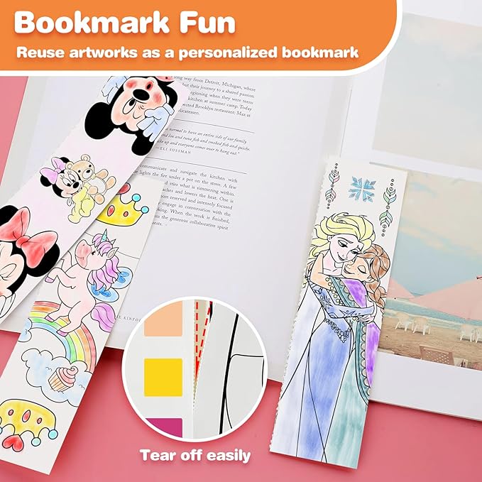 Paint with Water Coloring Books for Kids, Pocket Mess Free Watercolor Painting Kit, Water Color Paint Set Arts and Crafts Gift for Girls Ages 4 5 6 7 8+, Travel Activity Toy - Cartoon