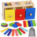 Toddler Montessori Toys, 3-in-1 Wooden Color & Shape Sorting Learning Matching Box Toy for Baby Toddlers 1 2 3 Year Old