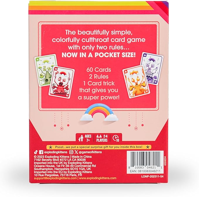 Exploding Kittens Mantis Grab & Game 2-4 Players - Ages 7+ - 10 Minutes to Play - Travel Sized Cutthroat Matching Card Game - Party, Family Night, Kid and Adult Card Game