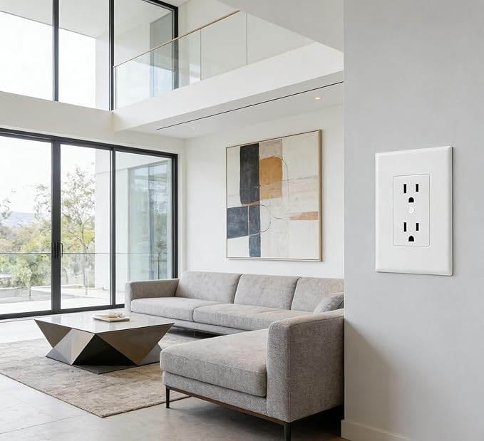 ZEFTV 10 Pack Duplex Outlet Covers Wall Plates 1-Gang Switch Outlet Electrical Cover Plate Unbreakable Thermoplastic Faceplate for Light Receptacle Outlet Switch, White