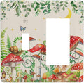 Outlet Covers Boho Mushrooms Frogs Butterflies Flowers Moon Stars 1 Toggle 1 Rocker Combination Decorative Wall Plate Light Switch Cover Plate Electrical Switch Plates for Kids room Bedroom