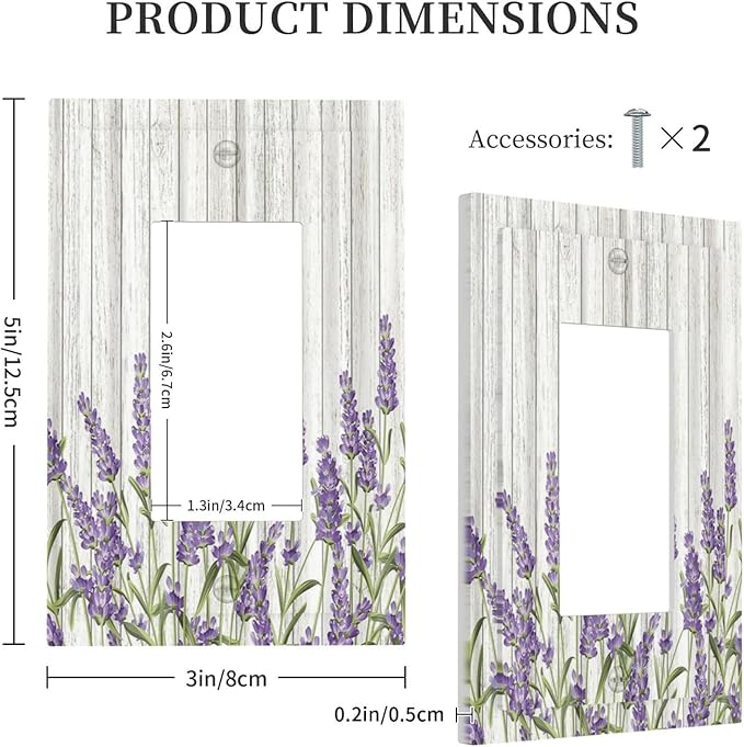 Rustic Wooden Plank Lavender 1 Gang Light Switch Cover Single Rocker Decorative Receptacle Outlet Covers GFCI Electrical Faceplate Switchplate for Bedroom Bathroom Kitchen Art Decor