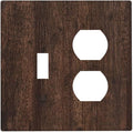 Decorative Switch Cover Plate with Rustic Dark Wood Grain & Vintage Style Design Toggle Duplex Wall Plate 2 Gang Light Switch Cover Outlet Covers for Kitchen/Living Room