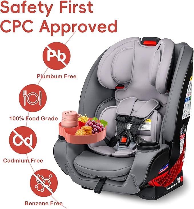 Kids Car Seat Tray, Travel Tray with Cup Holder for Toddler Baby, Kids Car Seat Food Snack Organizer for Road Trip, Stroller snack Organizer Travel Must Haves Toddler Must Haves (Orange)