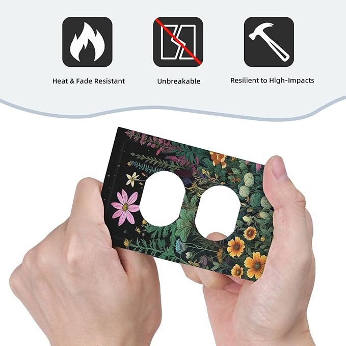 Decorative Outlet Covers Brainstorming Sketches of Weeds Wildflowers Plants 1 Gang Duplex Light Switch Cover Plate Wall Plates Electrical Outlets Electrical Switchplate Face Plate