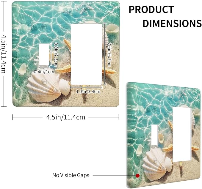 Outlet Covers Sea Shells And Star Fish In Ocean Beach 1 Toggle 1 Rocker Combination Decorative Wall Plate Electrical Switch Plates Light Switch Cover Plate For Bathroom Home Decor