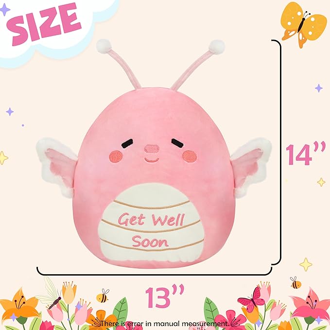 Hopearl Butterfly Plush Toy, Adorable Pillow Stuffed Animal, Smooth Plushies Pillow, Cute Get Well Soon Gift, Soft Toy for Kids