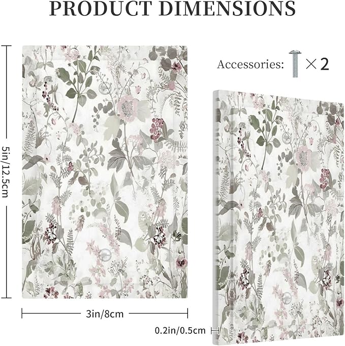 Boho Floral Leaf Vintage Watercolor Flower Light Switch Cover Plate 1 Gang No Device Blank Electrical Wall Plates Faceplate Decorative Switch Plate Covers for Farmhouse Bedroom Decor