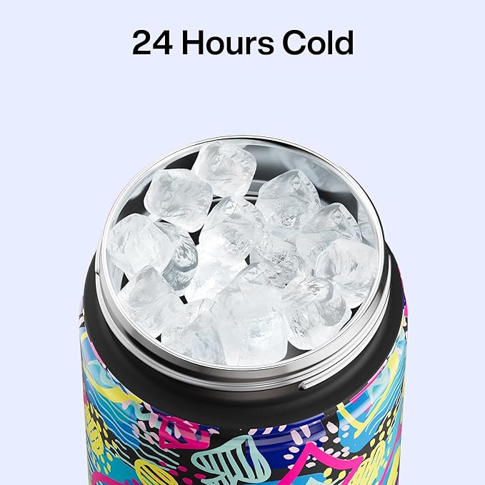 ENCOOL Insulated Water Bottle with Straw Stainless Steel Water Bottle, Leak-Proof, BPA-Free, Double Wall Vacuum Keeps Cold for 24 Hours for Sports, Travel, School (26 oz, Playing Suits)
