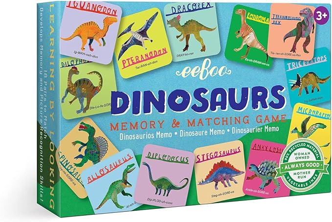 eeBoo: Memory & Matching Game- Little Dinosaurs- 18 Pairs to Match & Memorize, Encourages Recognition & Concentration Skills, Kids Ages 3+