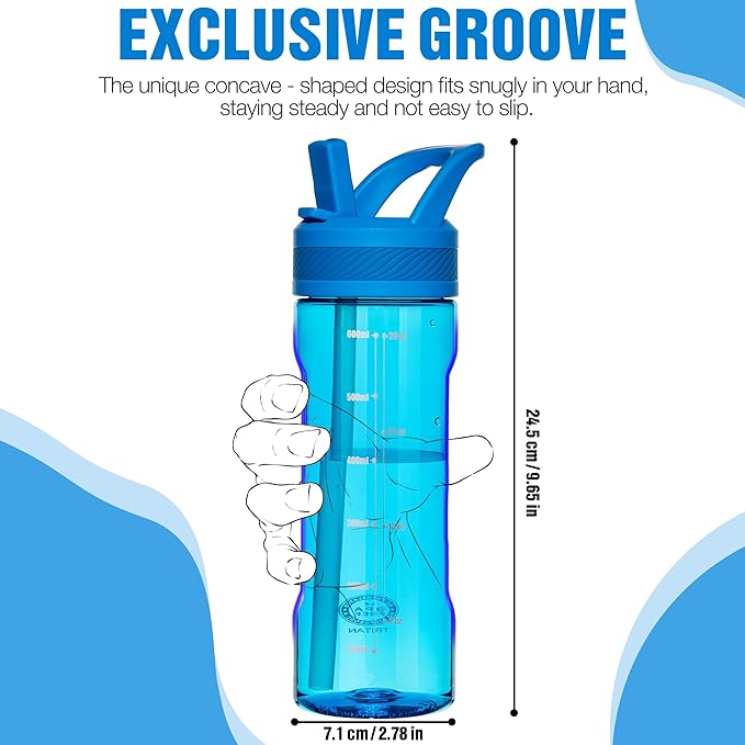 OLDLEY 20 kids Water Bottle with Straw,Tritan BPA-Free,Leak-Proof Design for Travel, Home, School,(Blue)