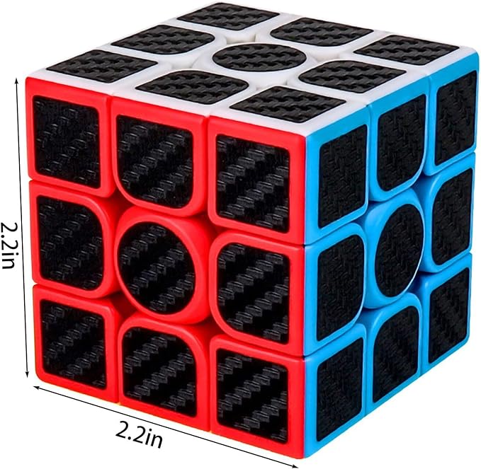 AHYUAN 3x3 Speed Cube Black Magic Cube Carbon Fibre Stickers Problem-Solving Brain Teaser Cube Toys Game Color-Matching Puzzle Fidget Toy Sensory Puzzles Stocking Stuffers for Kids Adults