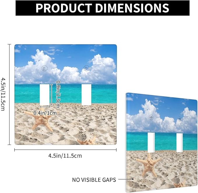 Beach Blue Ocean Double Light Switch Cover Plates Decorative 2 Gang Wall Plate Double Toggle Lightswitch Cover