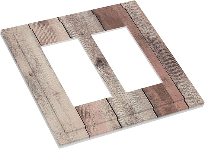 Decorative Outlet Covers Vintage Natural Wood Rustic Cinnamon 2 Gang Double Gfci Rocker Electrical Wall Panels Light Switch Cover Plate For Farmhouse Cabin Decor