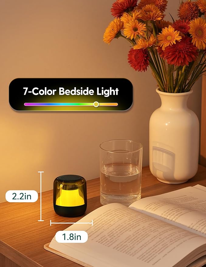 Babelio Pocket Glow White Noise Sound Machine - Upgraded 7 Color Night Lights, 20 Non-Looping Sounds, Timer & Memory Function, Portable for Adults & Babies, Black