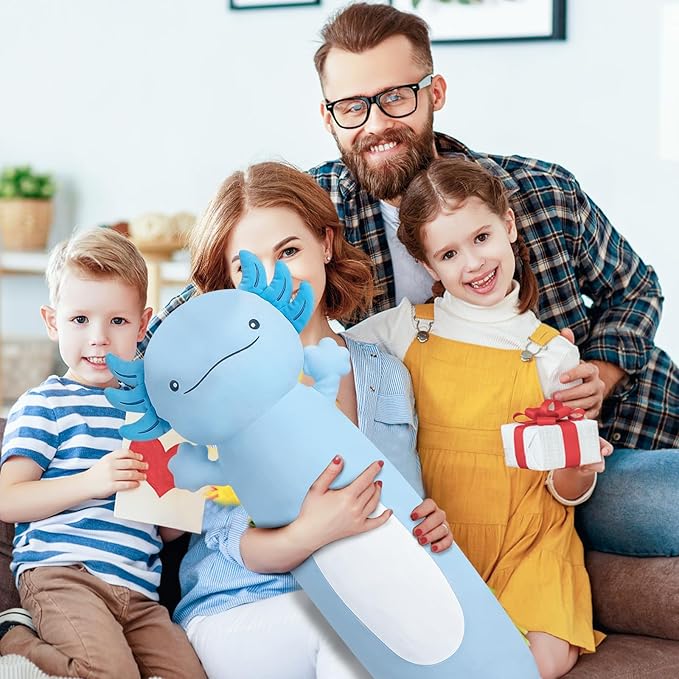 Dalmao 22 inch Cute Giant Blue Axolotl Plush Soft Body Pillow, Large Axolotl Stuffed Animals Toy, Squishy Plushies Gifts for Kids Boys Girls Birthday