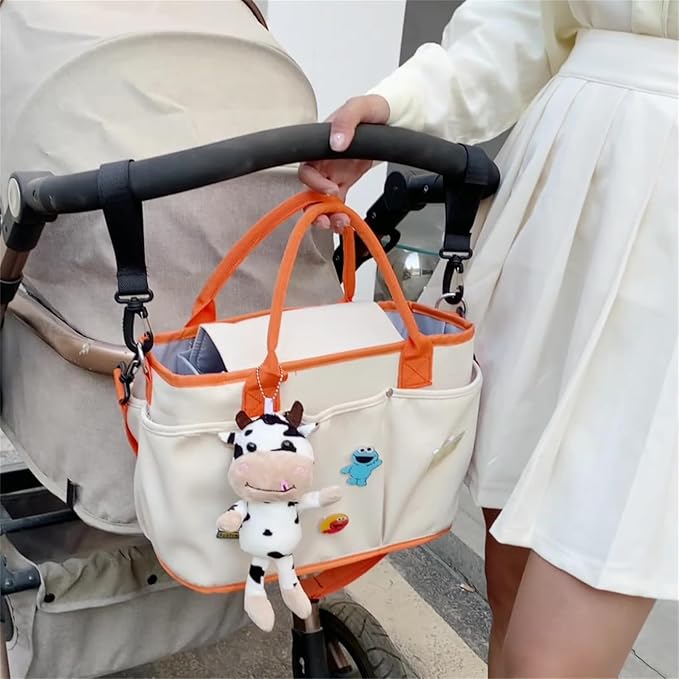 Universal Stroller Organizer with Double Bottle Holder, Fits For All Baby Strollers,6 Colors, Big Capacity (Blue Elephant)