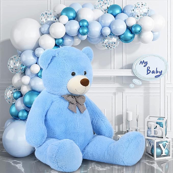 MaoGoLan Giant Plush Teddy Bear, Life Size Large Stuffed Animal, 5 Feet, Soft and Fluffy Big Teddy Bear Gift for Baby Shower, Christmas, Valentine's Day, Blue