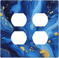 Light Switch Cover Plate Navy Blue Gold Marble Abstract Luxury 2 Gang Socket Covers Double Duplex Wallplates Switch Plates and Outlet Covers for Bathroom Home Decor