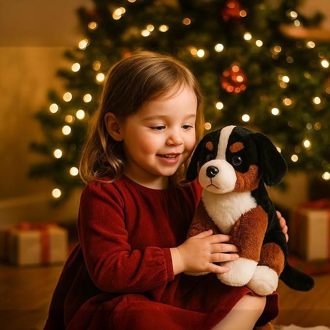 WEIGEDU Bernese Mountain Dog Stuffed Animals Puppy Plush Toys for Boy Girl Kids Gift Birthday, 12 inches