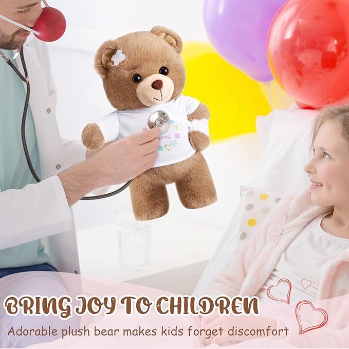 Deekin Get Well Soon Gifts for Kids Injured Recovery Bear Stuffed Animal Gifts Bear for Kids Adult with Broken Arm After Surgery Soft Bandage Plush 10 Inches(Brown,Arm Injury)