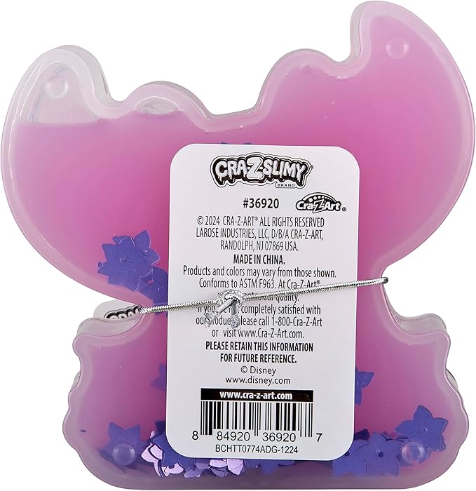 Disney Angel Stitch Premium Pre-Made Slime, 8 oz Glossy, Stretchy, Super Soft, Pink Slime, Stitch Shaped Confetti Add-Ins, Great 6 Year Old Toys