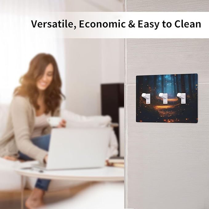 Decorative Art Light Switch Covers Enchanted Glowing Forest 3 Gang Triple Toggle Wall Plate Decorative Switch plate Electrical Faceplate for Home Decor