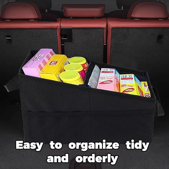 Trunk Organizer - Car Seat Organizer Front or Backseat Organizer for Travel, 16L Waterproof Foldable Car Organizer for SUV & Sedan, 1680D Oxford Polyester (black)