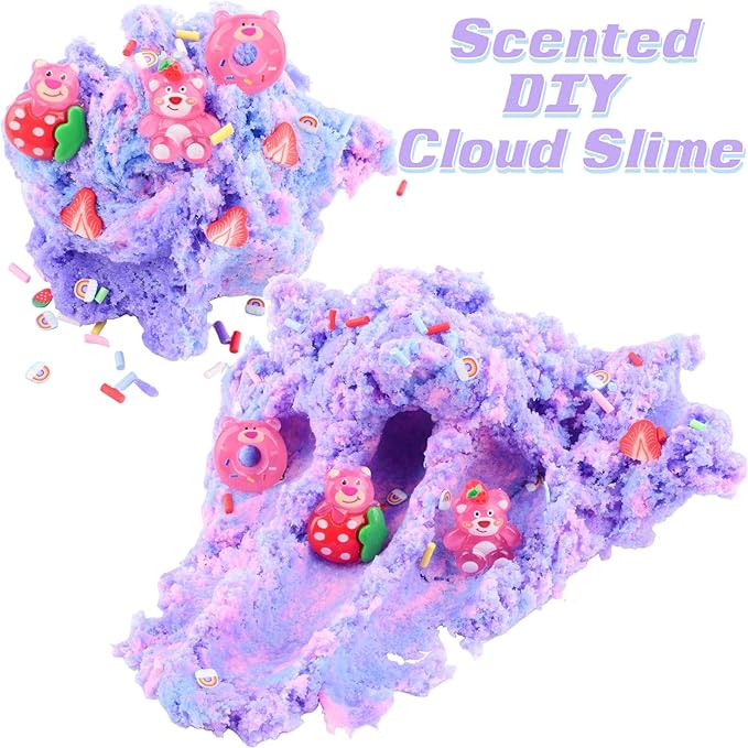 Pink Strawberry Bear Cloud Slime Kit – Ultra Soft Fluffy Texture, Sweet Scented Slime for Kids, Birthday Party Favors & Goodie Bag Stuffers for Boys & Girls Ages 6-12