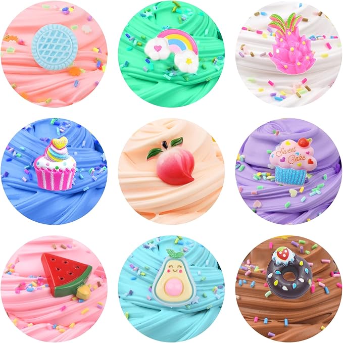 16 Pack Mini Butter Slime Kit, With Pink Watermelon & Lemon Slice Scents. Mermaid Slime Included - DIY Scented Slime Party Favor and Stress Relief Toy for Boys & Girls